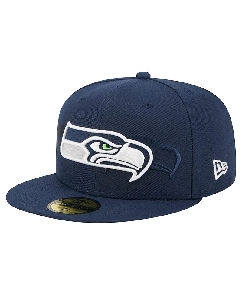 New Era Men's College Navy Seattle Seahawks Tri-Hit 59FIFTY Fitted Hat