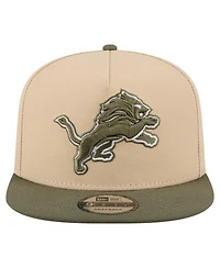 New Era Men's Light Beige/Olive Detroit Lions Color Pack A-Frame 9FIFTY Snapback Hat
