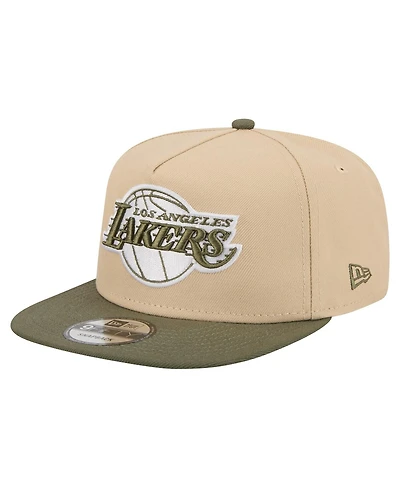 New Era Men's Khaki/Olive Los Angeles Lakers Color Pack Two-Tone A-Frame 9FIFTY Snapback Hat