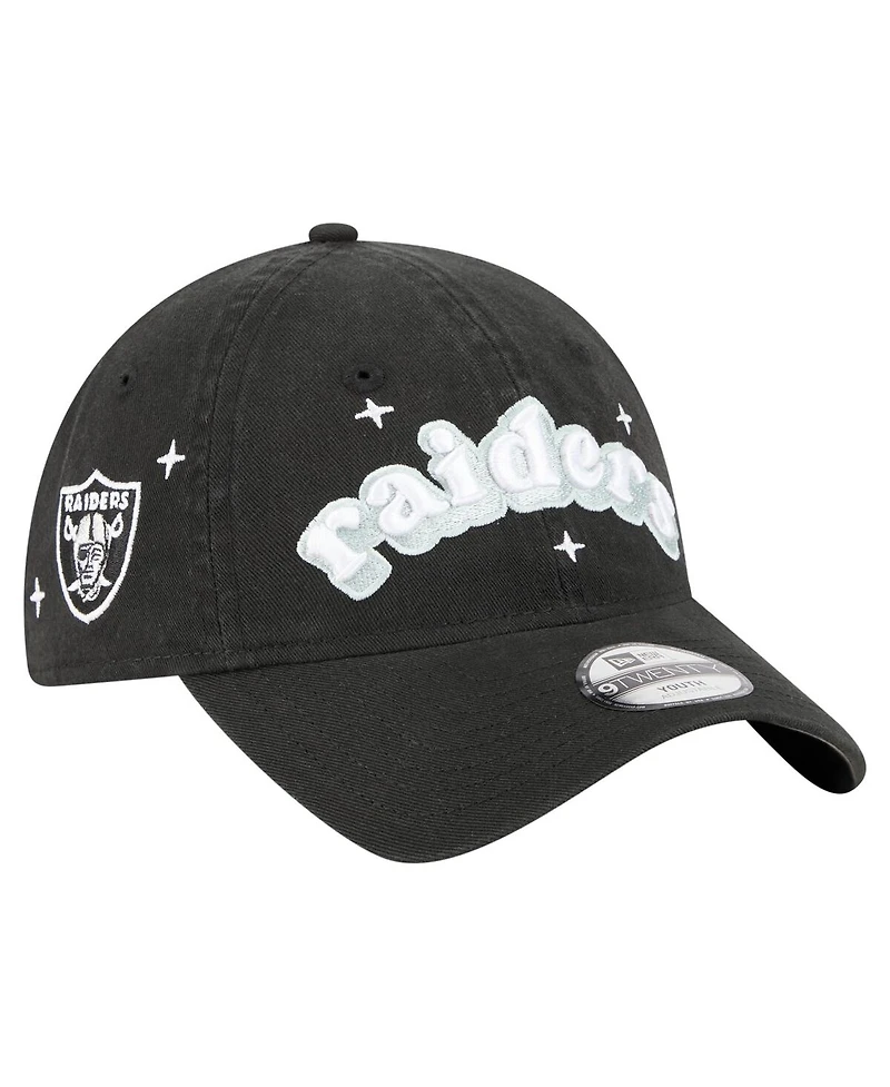 New Era Big Girls Black Las Vegas Raiders Cheer 9TWENTY Adjustable Hat