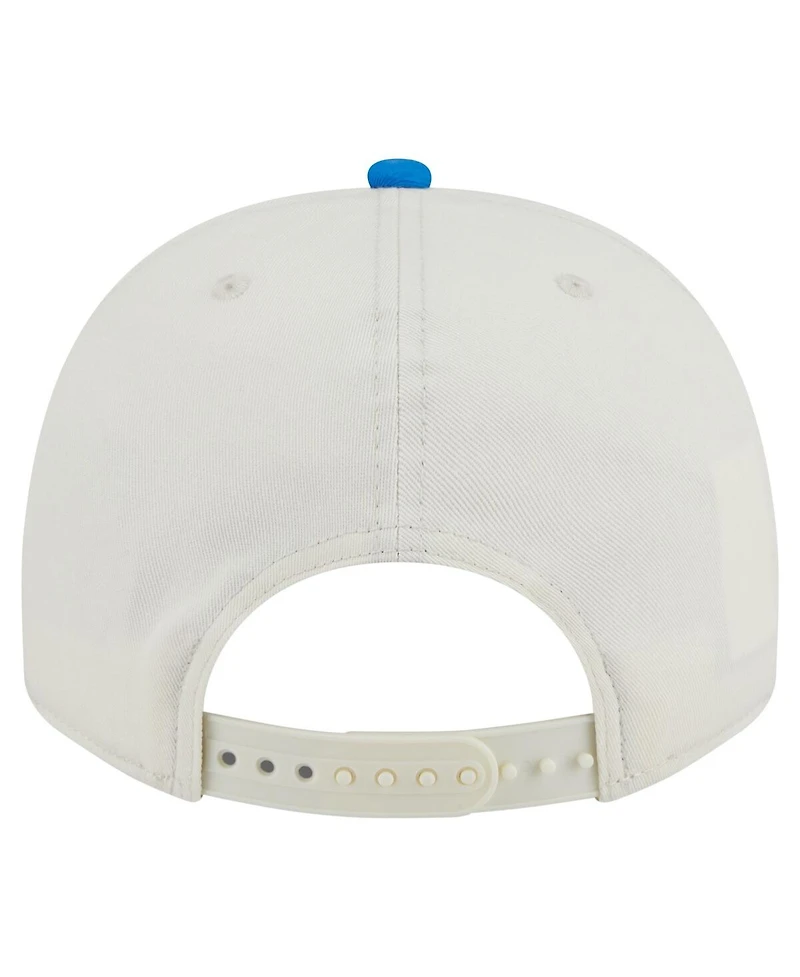 New Era Men's Cream/Blue Detroit Lions Chainstitch A-Frame 9FIFTY Adjustable Hat
