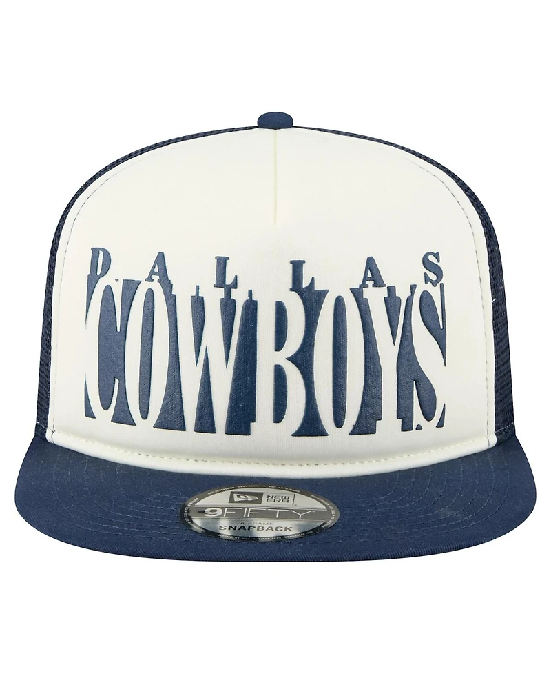 New Era Men's Cream/Navy Dallas Cowboys Cutout A-Frame 9FIFTY Snapback Hat