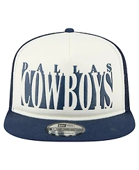 New Era Men's Cream/Navy Dallas Cowboys Cutout A-Frame 9FIFTY Snapback Hat