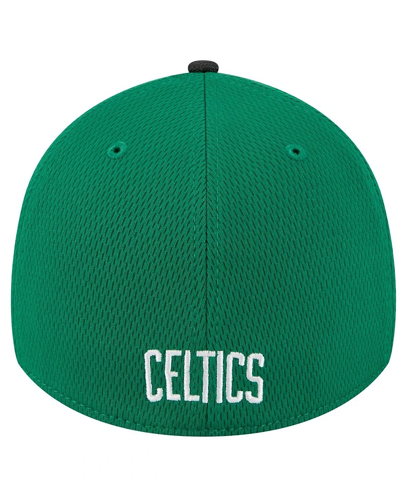 New Era Men's Kelly Green/Black Boston Celtics Visor Hit 39THIRTY Flex Hat