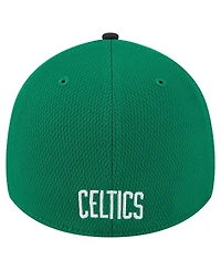 New Era Men's Kelly Green/Black Boston Celtics Visor Hit 39THIRTY Flex Hat