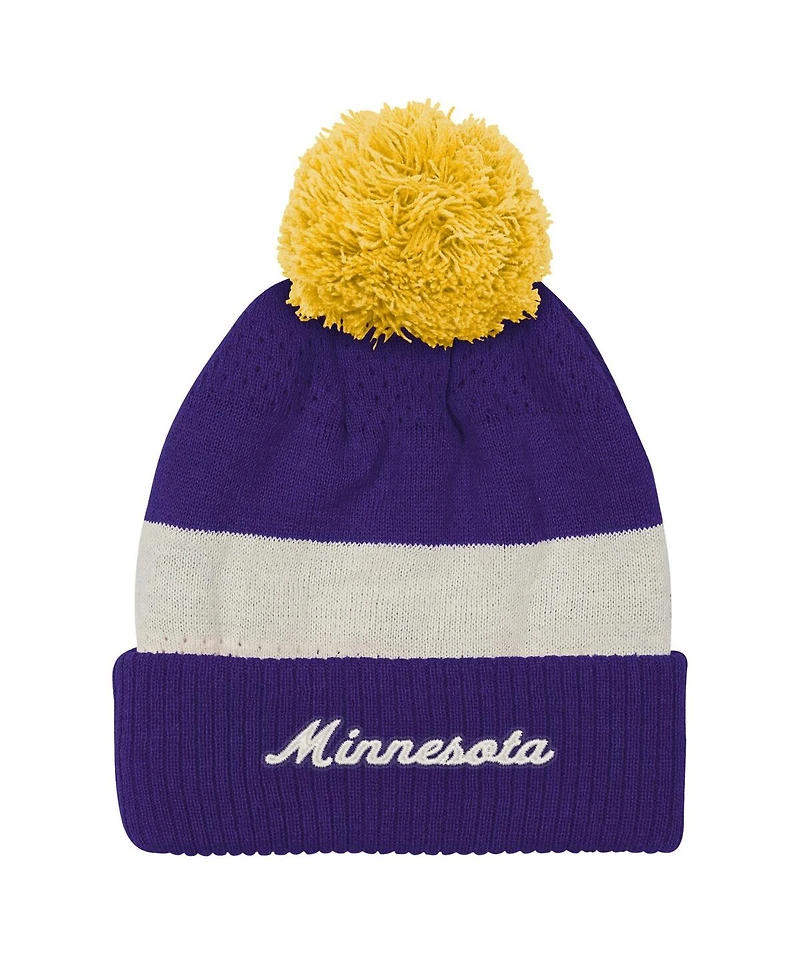 Outerstuff Big Boys and Girls Purple Minnesota Vikings Modern Fan Cuffed with Pom Knit Hat