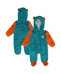 Outerstuff Baby Boys and Girls Aqua Miami Dolphins Stay Napping Fleece Bunting Full-Zip Sleeper