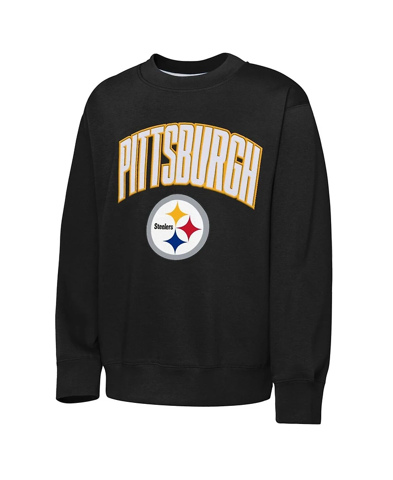 Outerstuff Big Boys and Girls Black Pittsburgh Steelers Place Kicker Sweatshirt