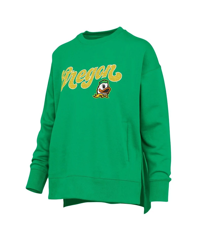 Pressbox Women's Green Oregon Ducks Bonanza Chenille Harper Script Sweatshirt