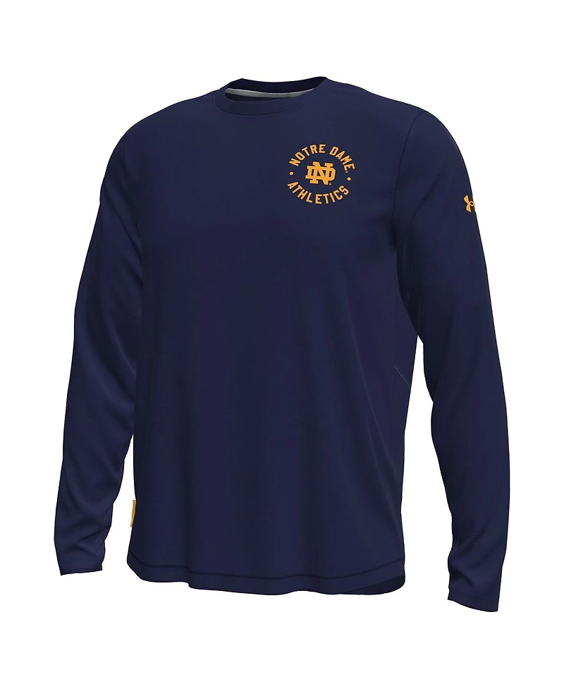 Under Armour Men's Navy Notre Dame Fighting Irish Sideline Knockout Long-Sleeve T-Shirt