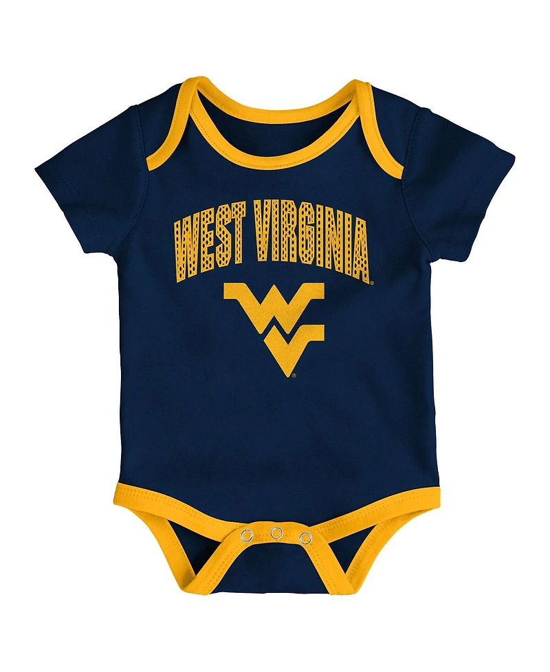 Outerstuff Baby Boys and Girls 3-Pack West Virginia Mountaineers All Day Play Bodysuit Set