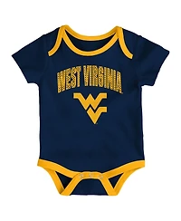 Outerstuff Baby Boys and Girls 3-Pack West Virginia Mountaineers All Day Play Bodysuit Set