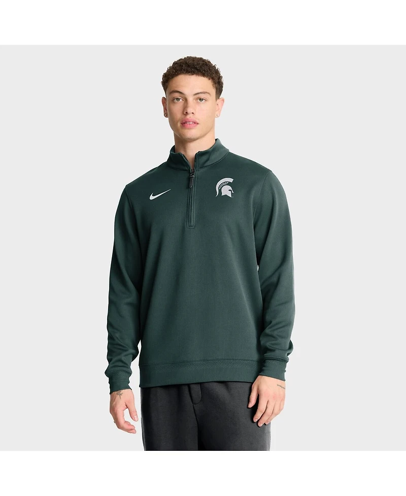 Nike Men's Green Michigan State Spartans 2025 Coaches Premium Dri-fit Half-Zip Pullover Hoodie