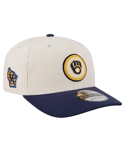 New Era Men's Cream/Navy Milwaukee Brewers Loyal 9SEVENTY Adjustable Hat