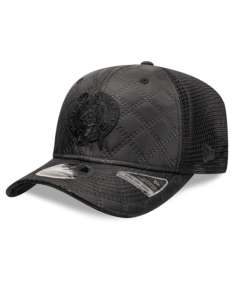 New Era Men's Black Boston Celtics Quilted Nylon 9SEVENTY Trucker Adjustable Hat