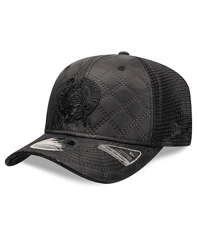 New Era Men's Black Boston Celtics Quilted Nylon 9SEVENTY Trucker Adjustable Hat