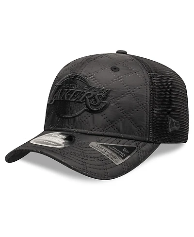 New Era Men's Black Los Angeles Lakers Quilted Nylon 9SEVENTY Trucker Adjustable Hat