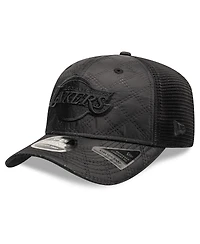 New Era Men's Black Los Angeles Lakers Quilted Nylon 9SEVENTY Trucker Adjustable Hat