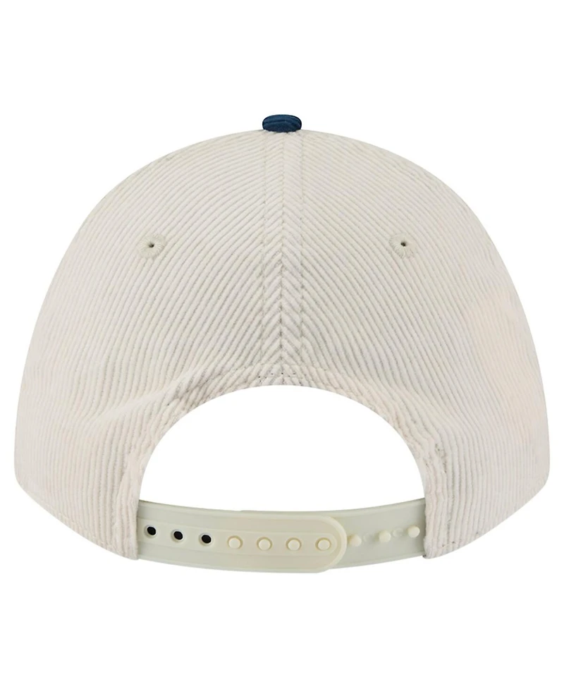 New Era Men's Cream/Navy New England Patriots Two-Tone Sided Corduroy 9FORTY A-Frame Adjustable Hat