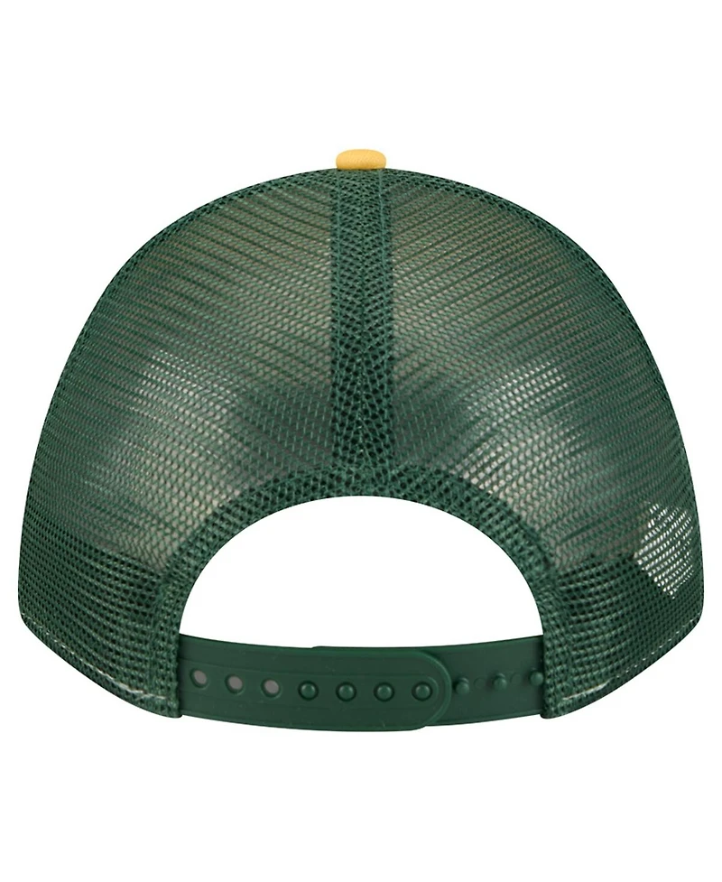New Era Men's Gold Green Bay Packers Linear A-Frame 9FORTY Adjustable Hat