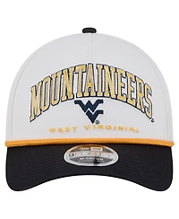 New Era Men's White/Navy West Virginia Mountaineers Arch Two-Tone Rope 9FORTY A-Frame M-Crown Adjustable Hat