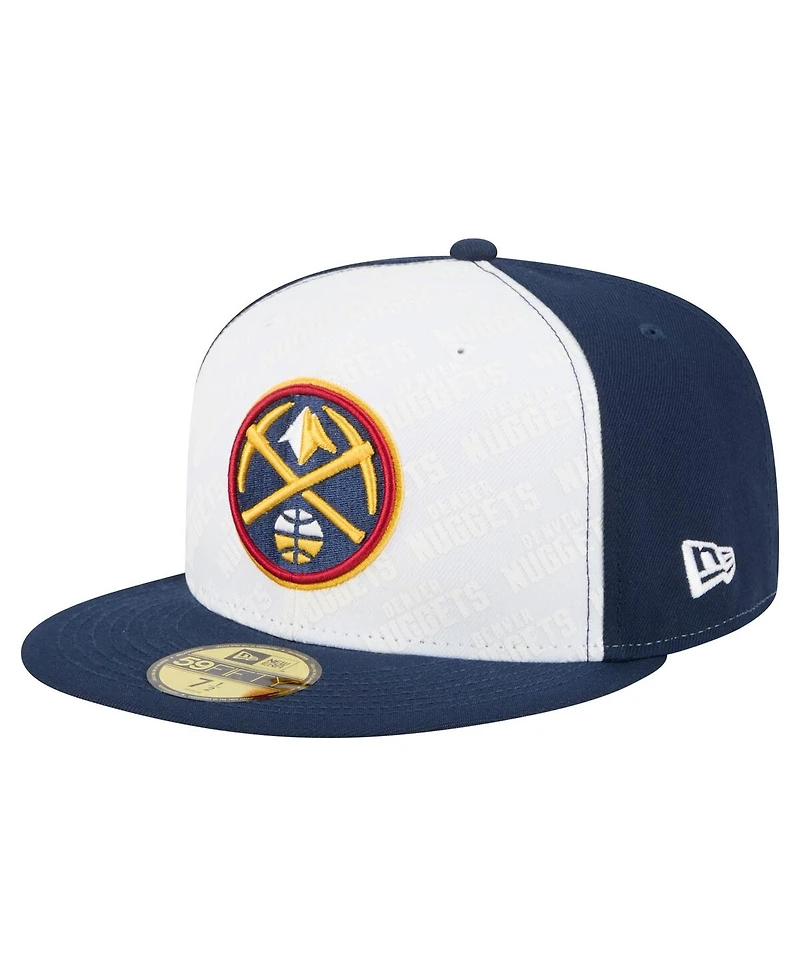 New Era Men's White/Navy Denver Nuggets Repeat 59Fifty Fitted Hat