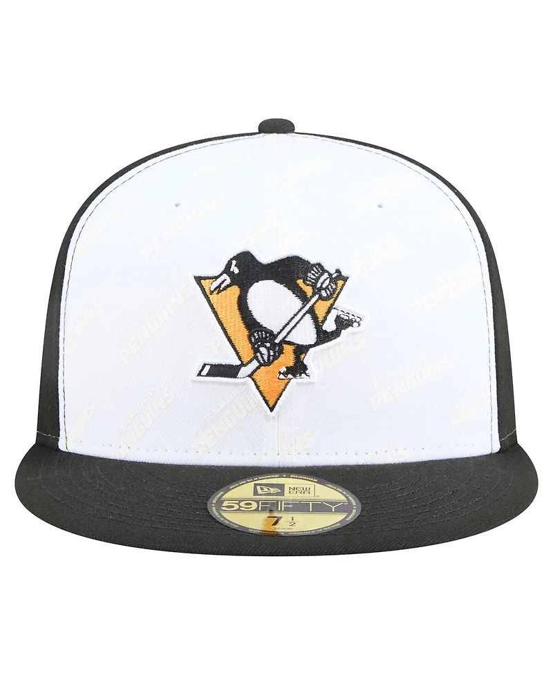 New Era Men's White/Black Pittsburgh Penguins Repeat Two-Tone 59FIFTY Fitted Hat