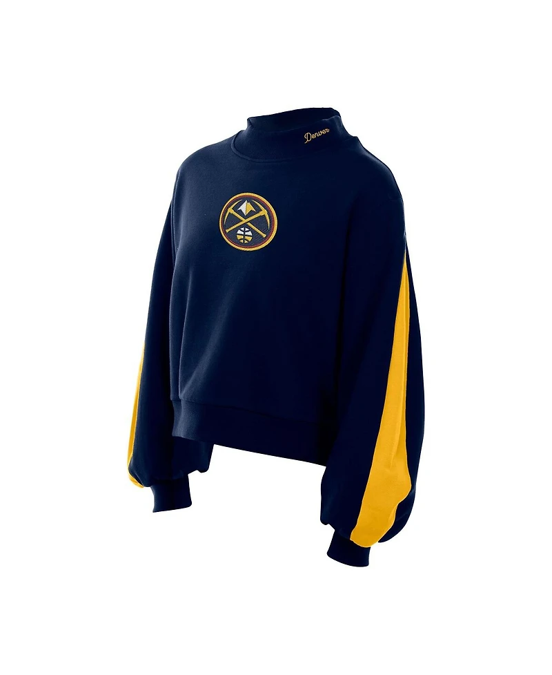 New Era Women's Navy Denver Nuggets Sport Night Balloon Sleeves Sweatshirt