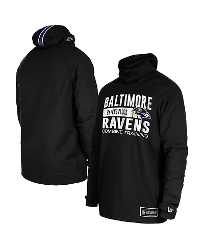 New Era Men's Black Baltimore Ravens Functional Fandom Balaclava Helmet Stripe Tri-Blend Hoodie