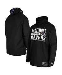 New Era Men's Black Baltimore Ravens Functional Fandom Balaclava Helmet Stripe Tri-Blend Hoodie