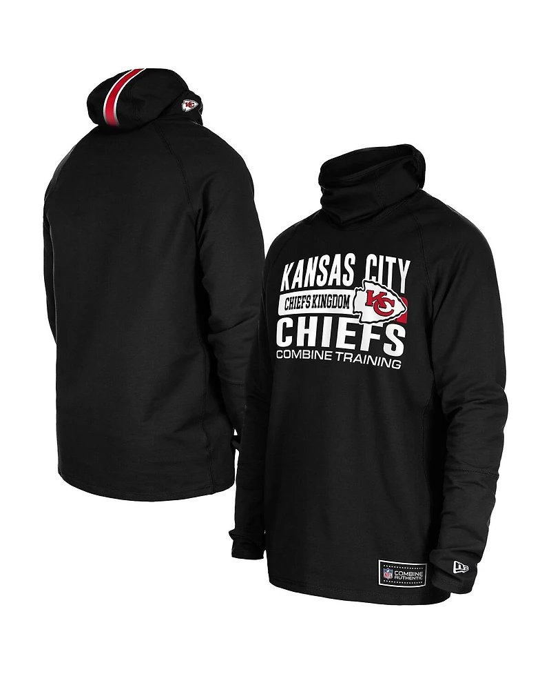 New Era Men's Black Kansas City Chiefs Functional Fandom Balaclava Helmet Stripe Tri-Blend Hoodie