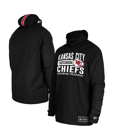 New Era Men's Black Kansas City Chiefs Functional Fandom Balaclava Helmet Stripe Tri-Blend Hoodie