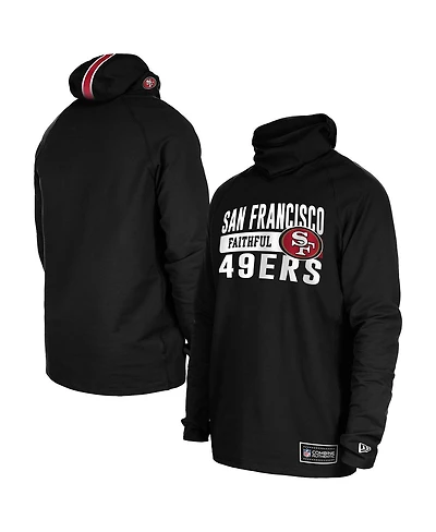 New Era Men's Black San Francisco 49ers Functional Fandom Balaclava Helmet Stripe Tri-Blend Hoodie