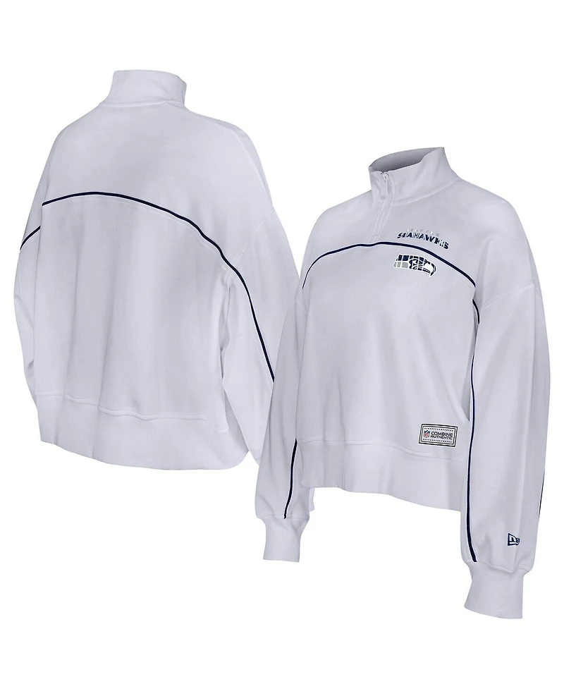 New Era Women's White Seattle Seahawks Functional Fandom Quarter-Zip Sweatshirt