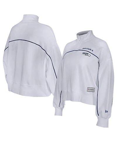 New Era Women's White Seattle Seahawks Functional Fandom Quarter-Zip Sweatshirt