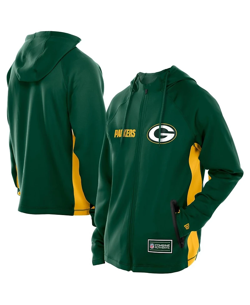 New Era Men's Green Bay Packers Combine Authentic Raglan Scuba Full-Zip Hoodie
