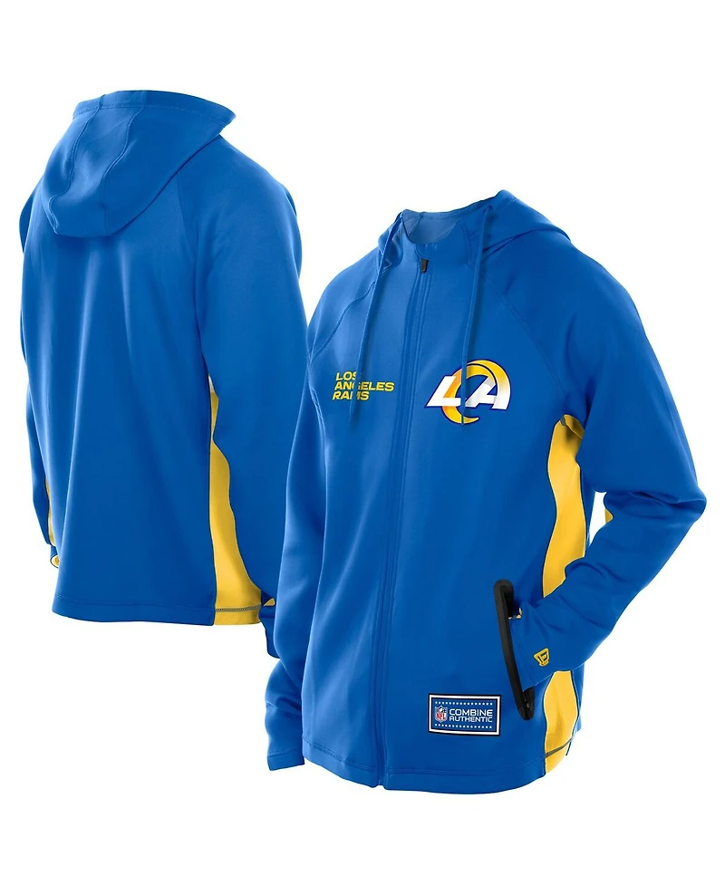 New Era Men's Royal Los Angeles Rams Combine Authentic Raglan Scuba Full-Zip Hoodie