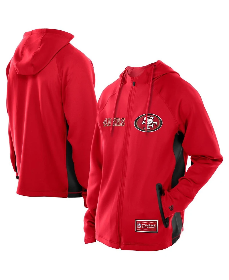 New Era Men's Scarlet San Francisco 49ers Combine Authentic Raglan Scuba Full-Zip Hoodie