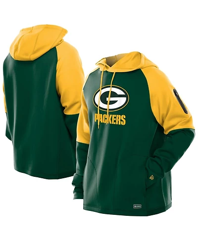 New Era Men's Green Bay Packers Combine Authentic Color Block Raglan Pullover Hoodie