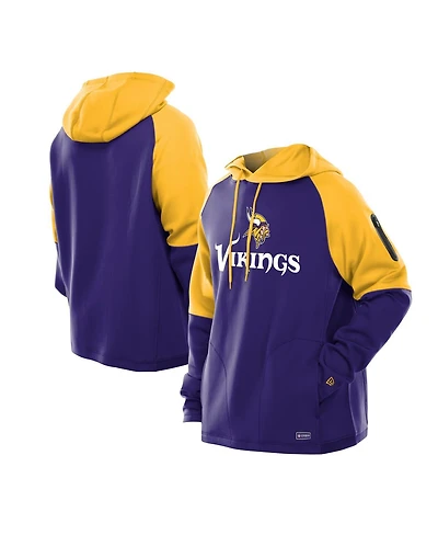 New Era Men's Purple Minnesota Vikings Combine Authentic Color Block Raglan Pullover Hoodie