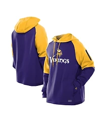 New Era Men's Purple Minnesota Vikings Combine Authentic Color Block Raglan Pullover Hoodie