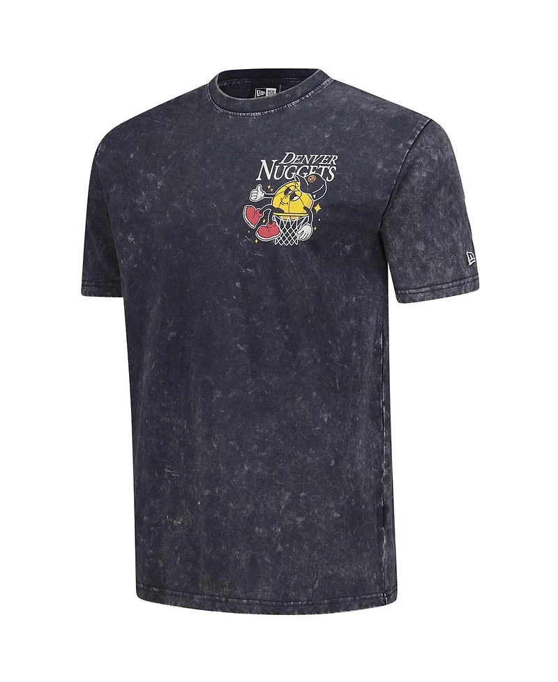 New Era Men's Heather Black Denver Nuggets Old School Sport Enzyme Wash Oversized T-Shirt