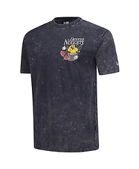 New Era Men's Heather Black Denver Nuggets Old School Sport Enzyme Wash Oversized T-Shirt