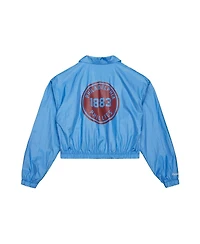 Mitchell & Ness Women's Blue Philadelphia Phillies Nylon Cropped Full-Zip Jacket