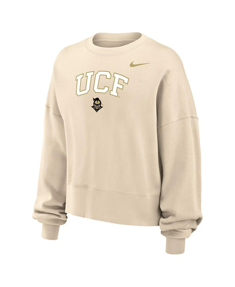 Nike Women's Natural Ucf Knights Phoenix Fleece Oversized Cropped Sweatshirt