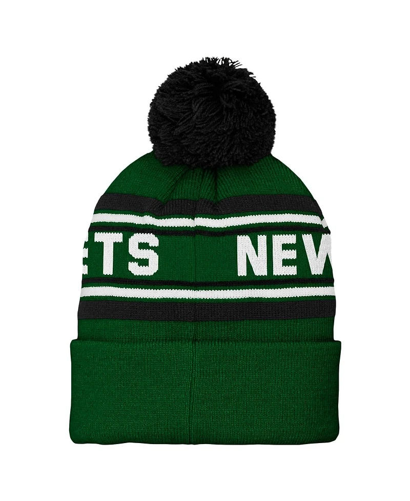 Outerstuff Preschool Green New York Jets Jacquard Cuffed with Pom Knit Hat