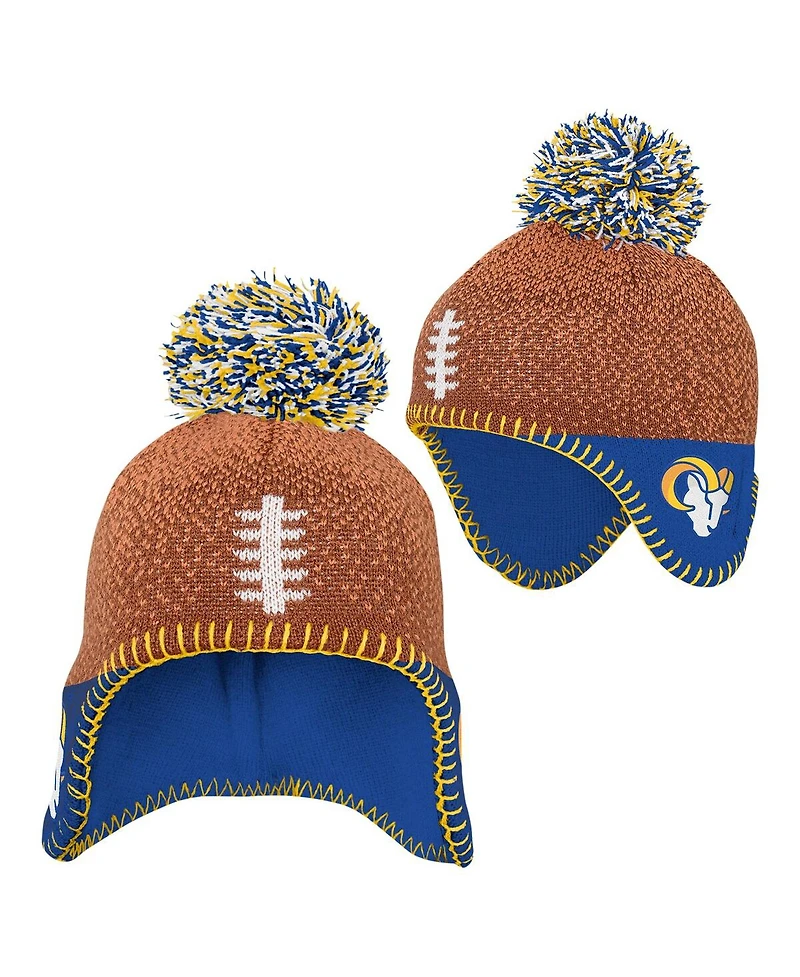 Outerstuff Baby Boys and Girls Brown Los Angeles Rams Football Head Knit with Pom Hat