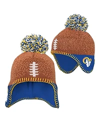 Outerstuff Baby Boys and Girls Brown Los Angeles Rams Football Head Knit with Pom Hat