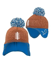 Outerstuff Baby Boys and Girls Brown Detroit Lions Football Head Knit with Pom Hat
