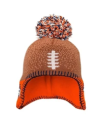Outerstuff Baby Boys and Girls Brown Denver Broncos Football Head Knit with Pom Hat